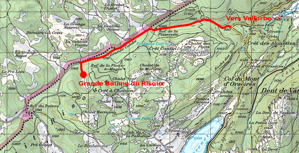 Accès à la Grande Baume depuis Vallorbe